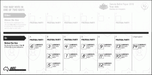 Senate Ballot Paper example - below the line voting